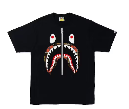 BAPE Logo Check Shark Tee Black/Red