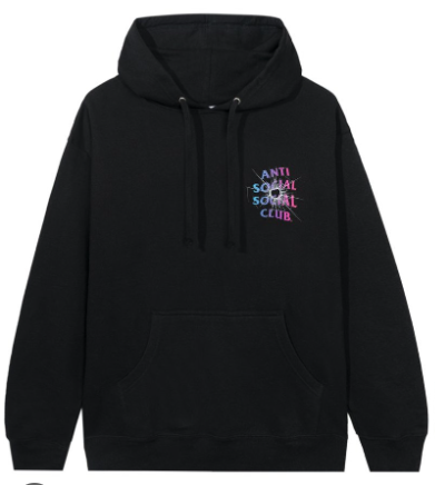 Anti Social Social Club Shattered Glass Purple Logo Black Hoodie