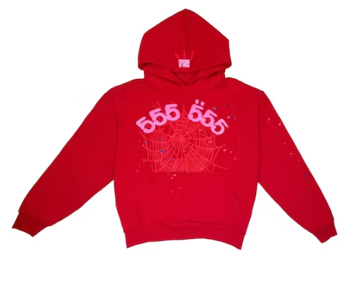 Sp5der Worldwide Red Angel Number 555 Hoodie Red