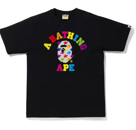 BAPE Sta Pattern College Tee Black Rainbow