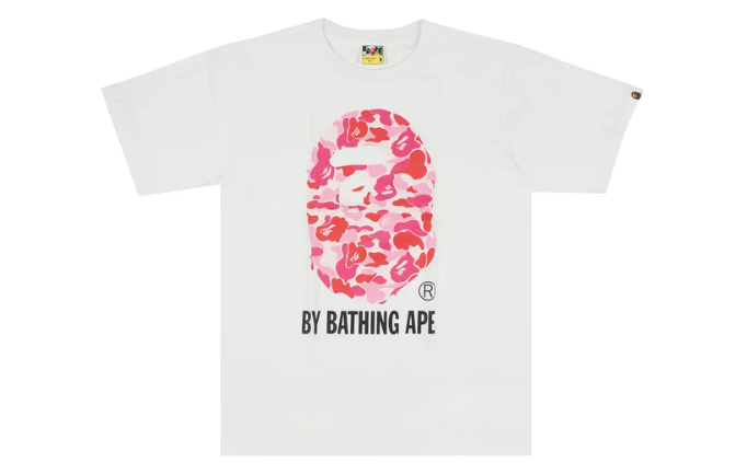 BAPE ABC Camo Big Ape Head Tee 'White/Pink'