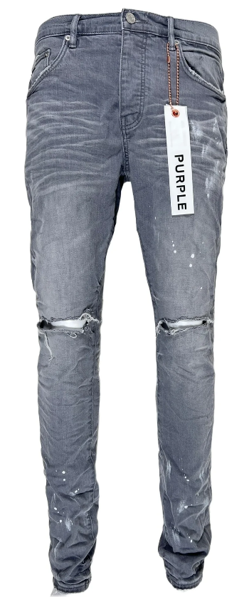 PURPLE BRAND JEANS WORN GREY KNEE SLIT