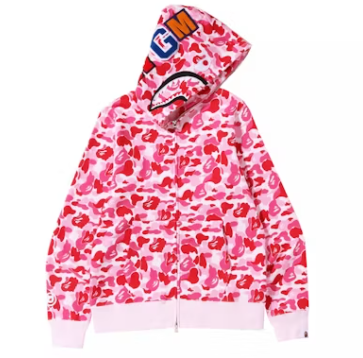 BAPE ABC Camo Shark Full Zip Hoodie Pink