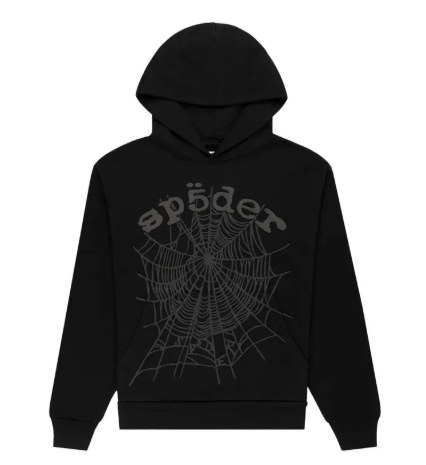 Sp5der "BLACK STAR OG Web V2 Outline Hoodie"