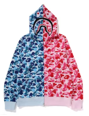 BAPE ABC Camo Separate Shark Full Zip Hoodie Blue/PINK