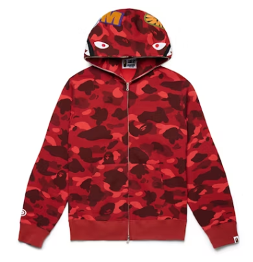 BAPE Color Camo Shark Full Zip Hoodie Red